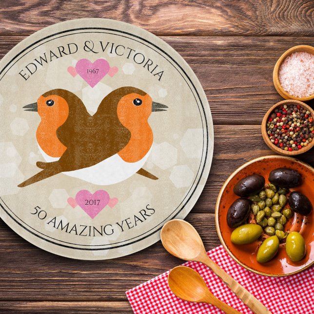 Beautiful European Robins: Any Year Anniversary Cutting Board (Creator Uploaded)