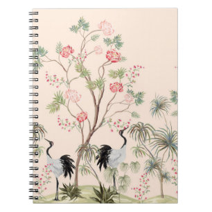 Beautiful exotic chinoiserie wallpaper. Hand drawn Notebook