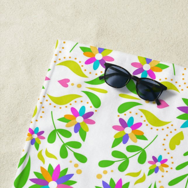 Beautiful Exotic Mexican Flowers Beach Towel (In Situ)