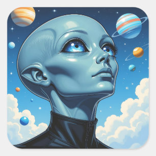 Beautiful Extraterrestrial Alien Being Square Sticker