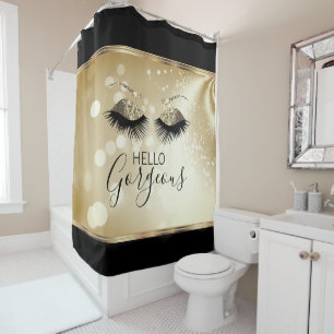 Beautiful Eyelashes - Gold - Hello Gorgeous  Shower Curtain