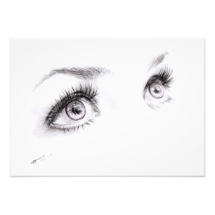Beautiful eyes drawing minimalist art Photo print