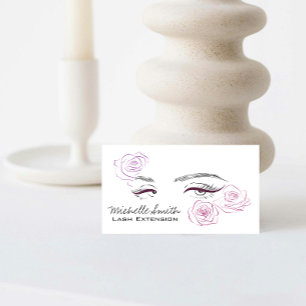 Beautiful eyes Long lashes Roses Lash Extension Business Card