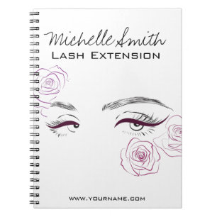 Beautiful eyes Long lashes Roses Lash Extension Notebook