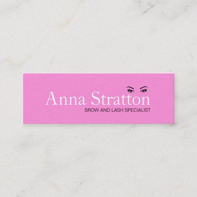 Beautiful Eyes Pink Lash and Brows Mini Business Card (Front)