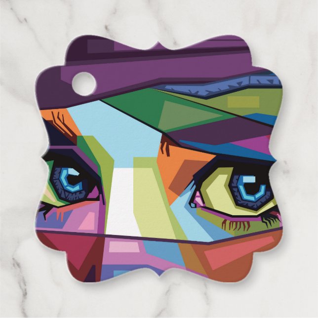 Beautiful eyes pop art favour tags (Front)