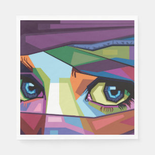 Beautiful eyes pop art napkin