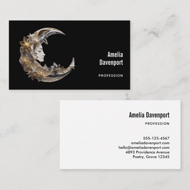Beautiful Face in the Moon Business Card (Front/Back)