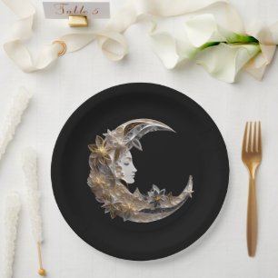 Beautiful Face in the Moon Paper Plate
