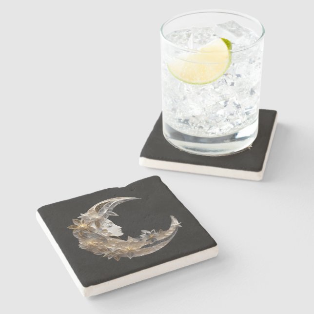 Beautiful Face in the Moon Stone Coaster (Side)