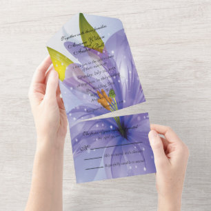 Beautiful Faded Purple Lily All-In-One All In One Invitation