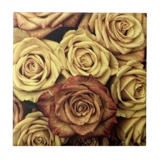 Beautiful Faded Roses Vintage Floral Bouquet Tile