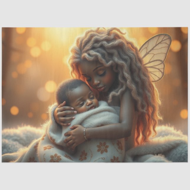 Beautiful Fairy and Baby Fantasy Art Tissue Paper (Front)