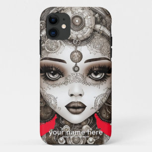 BEAUTIFUL FAIRY FACE STEAMPUNK BLACK WHITE Case-Mate iPhone CASE