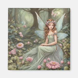 Beautiful fairy in the forest magnet