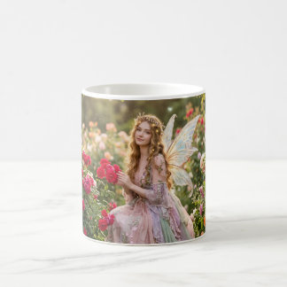 Beautiful fairy princess in rose garden coffee mug