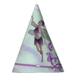 Beautiful Fairy Watercolor Purple Monogram Name Party Hat