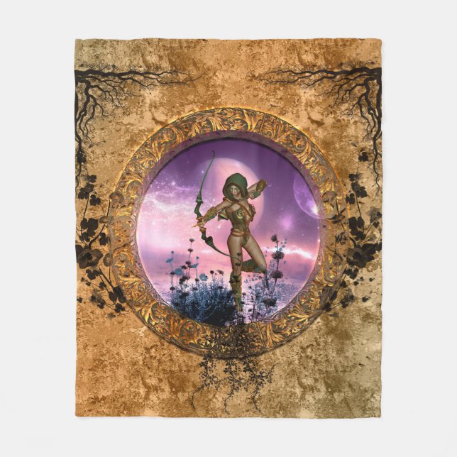 Beautiful fairy with arrow and bow fleece blanket (Front)