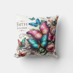 Beautiful "Faith Over Fear" Throw Pillow