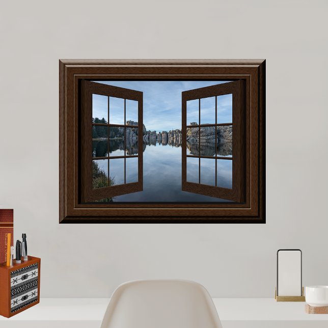 Beautiful Fake Window View Lake Trees Landscape Poster (Creator Uploaded)