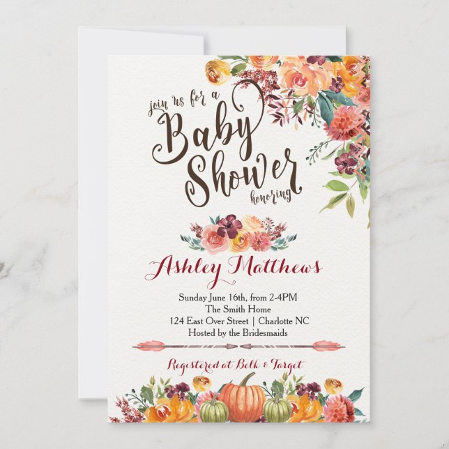 Beautiful Fall Baby Shower Invitation, Invitation (Front)