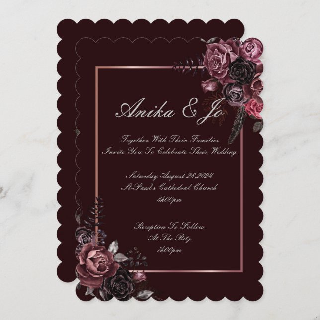 BEAUTIFUL FALL COLORS FLORAL WEDDING INVITATION (Front/Back)