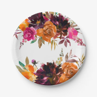 Beautiful Fall Colour Floral Paper Plate