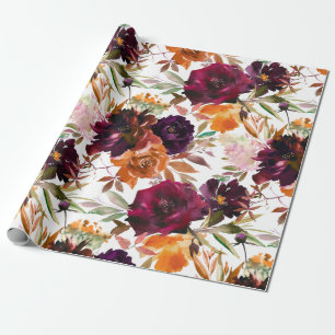 Beautiful Fall Colour Floral Wrapping Paper