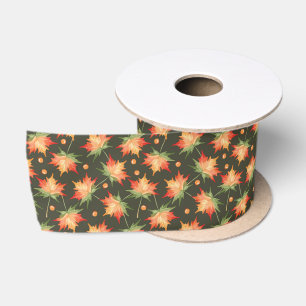 Beautiful Fall Colours Leaves Satin Ribbon