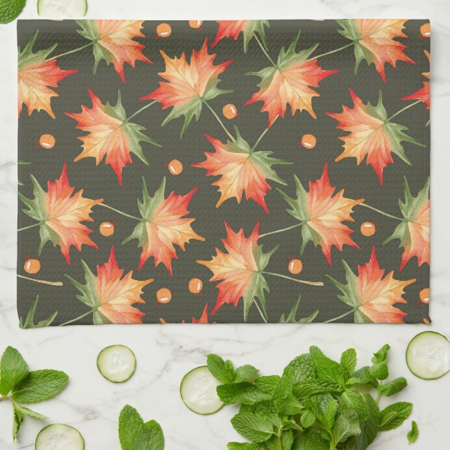 Beautiful Fall Colours Leaves Tea Towel (Folded)