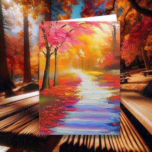 Beautiful Fall Day Autumn Path Thinking about You Card