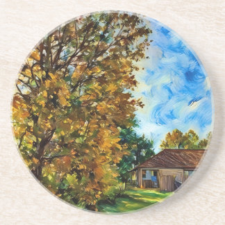 Beautiful Fall Day Picture Sandstone Coaster