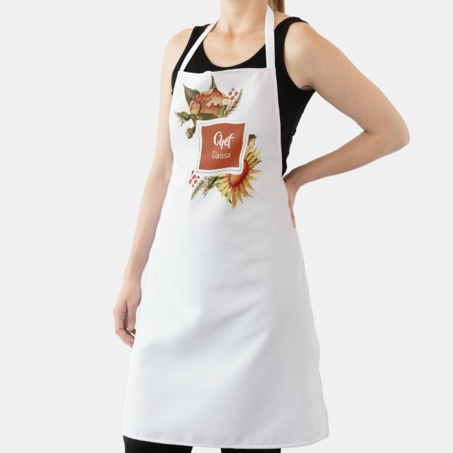 Beautiful Fall Floral THANKSGIVING  | Personalised Apron (Insitu)
