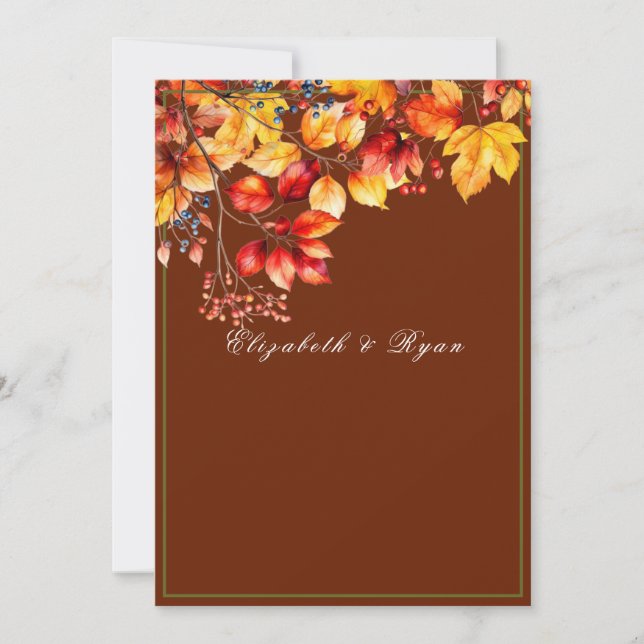 Beautiful Fall Leaves and Berries Autumn Wedding Invitation (Front)