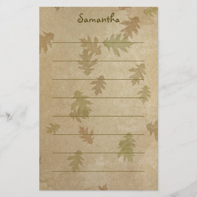 Beautiful Fall Leaves Lined Stationery (Front)