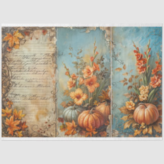 Beautiful Fall Pumkins with Vintage French Script Tissue Paper