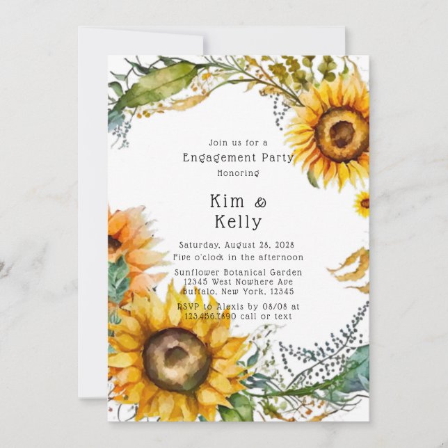 Beautiful Fall Sunflower Engagement Party Invitation (Front)