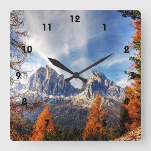 Beautiful Fall Trees Mountain Wall Clock