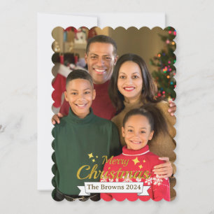 Beautiful Family Photo Merry Christmas Greeting Holiday Card