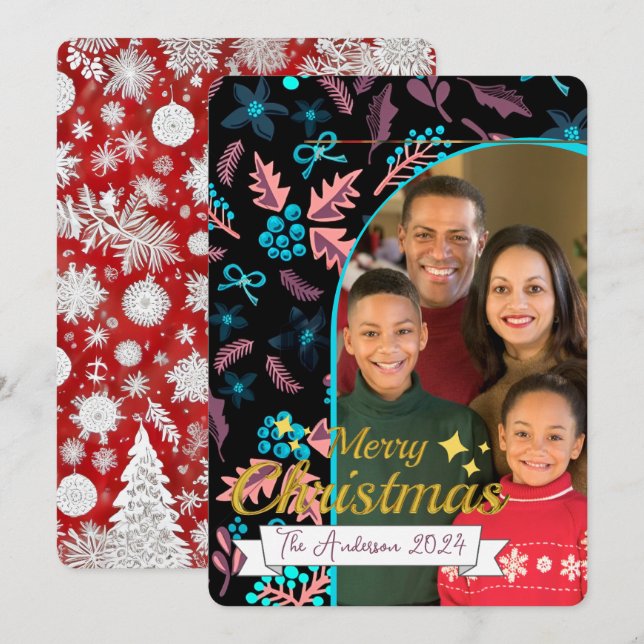 Beautiful Family Photo Merry Christmas Holiday Card (Front/Back)