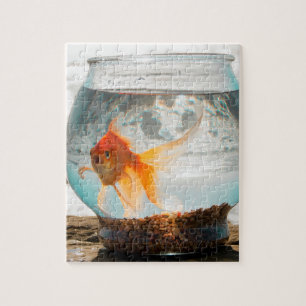Beautiful fantail goldfish in bowl by Ocean Jigsaw Puzzle