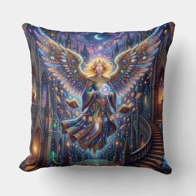 Beautiful Fantasy Angel Starry Night Magic Throw P Cushion (Front)