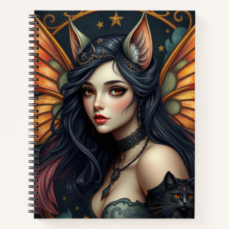 Beautiful Fantasy Cat Fairy Art Notebook