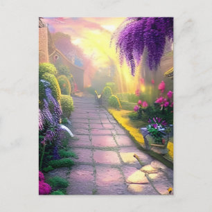 Beautiful Fantasy Cottage Garden Path Postcard