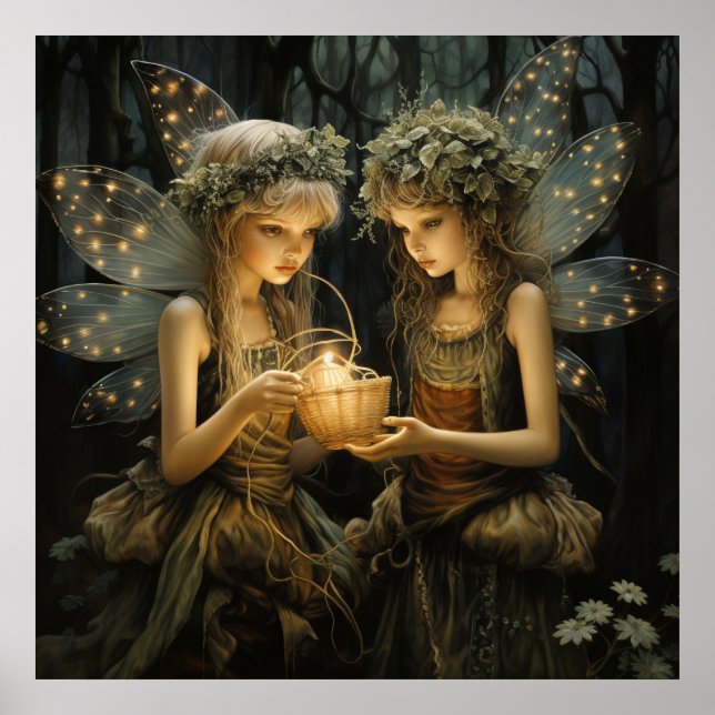 Beautiful Fantasy Fairies Lights Candles  Poster (Front)