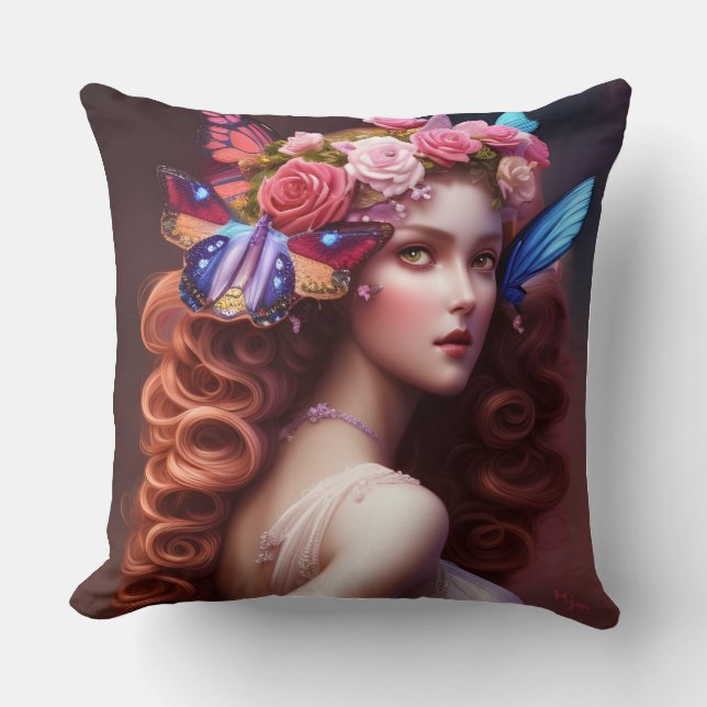 Beautiful Fantasy Fairy Princess Cushion (Front)