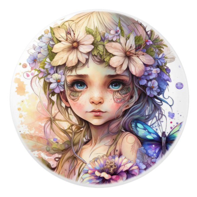 Beautiful Fantasy Flower Fairies Series  Ceramic Knob (Front)