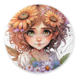 Beautiful Fantasy Flower Fairy Fairies Series Ceramic Knob
