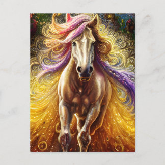 Beautiful Fantasy Golden Horse Postcard