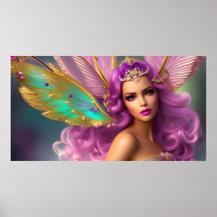 Beautiful Fantasy magical butterfly purple pink Poster